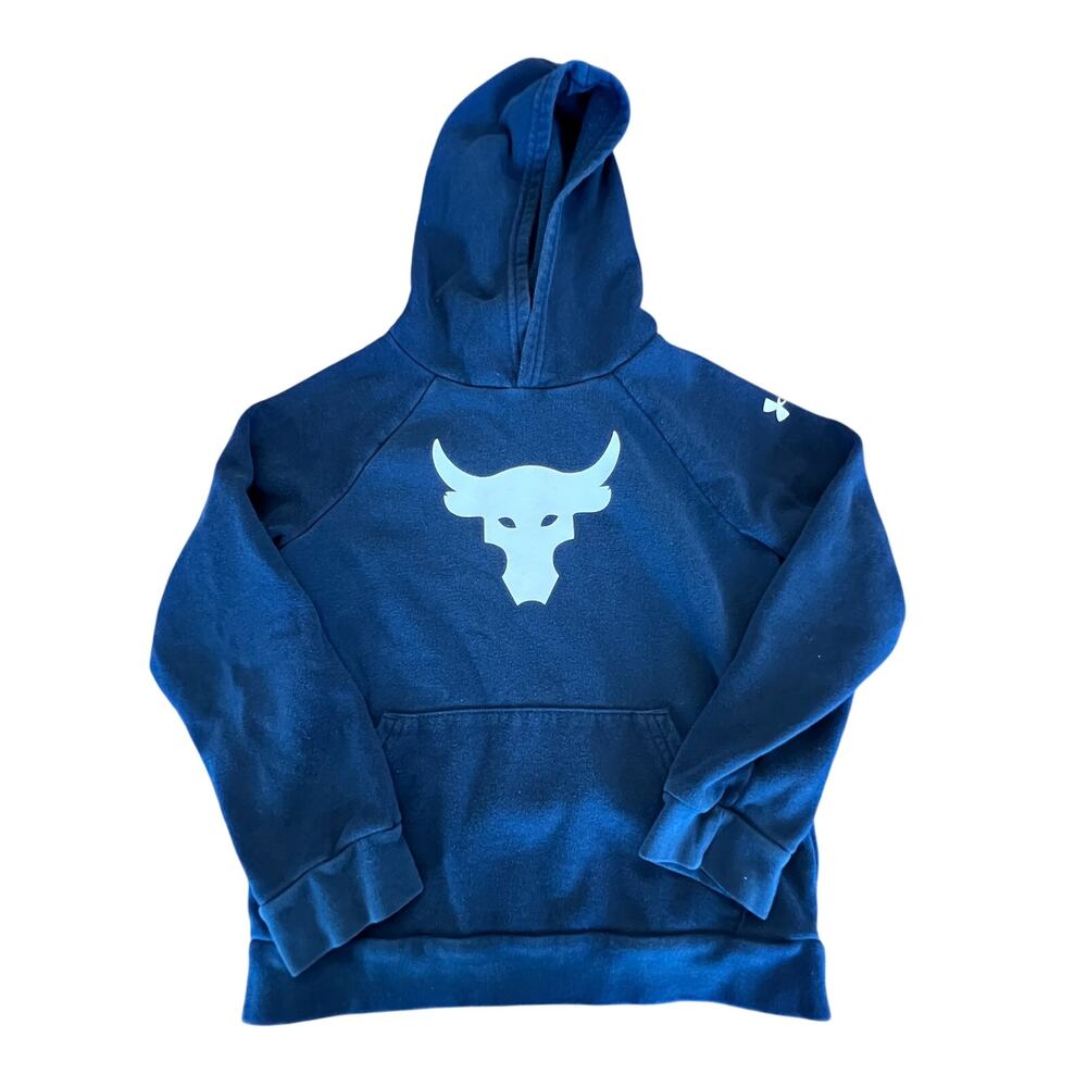 Under Armour Project Rock Brahma Bull Boys Hoodie Navy Size Small Loose
